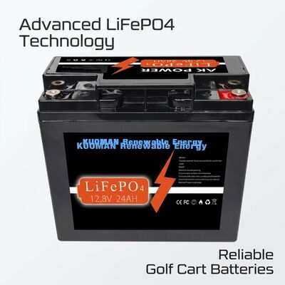 Bateria LiFePO4 de 12V 24Ah com 307,2Wh de energia e material ABS para aplicações de ciclo profundo