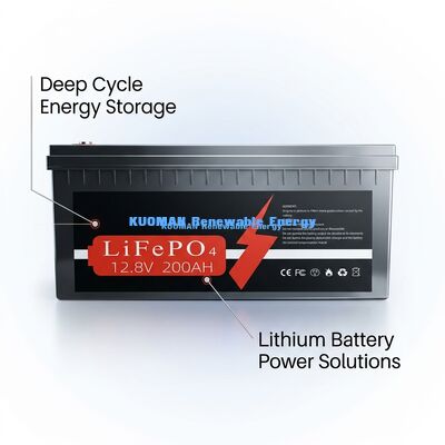 Bateria de ciclo profundo LiFePO4 de 12V 200Ah com 8000 ciclos e garantia de 10 anos para armazenamento de energia
