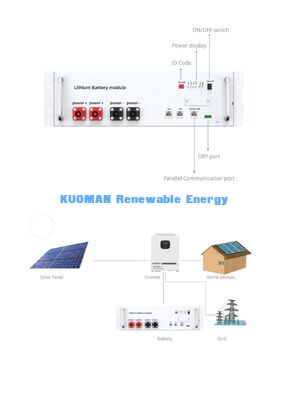 Telecom Backup Battery Rack Mount 48V 100Ah LiFePO4 Casa Energia Renovável