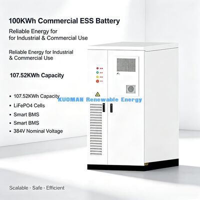100KWh 384V LiFePO4 ESS Armário de armazenamento de energia 280Ah Bateria para fazenda solar e microrredes comerciais