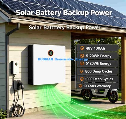 5120Wh Home Energy Storage Bateria montada na parede 48V 100Ah Deep Cycle 8000 vezes duração