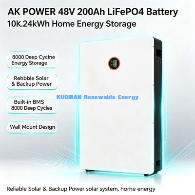 Powerwall de 48V 200Ah LiFePO4 com Comunicação Bluetooth CAN Bateria de Armazenamento Solar Doméstica Aprovada UL RoHS