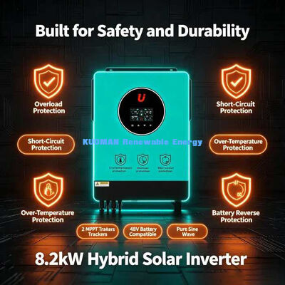 Inversor Solar Híbrido de Alta Eficiência 98% DC para AC 8.2kW, Energia de Backup Off-Grid