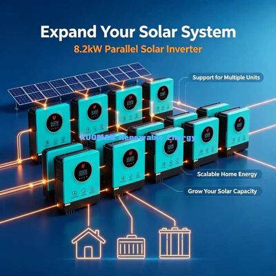 Inversor Solar Híbrido MPPT 8200VA Saída Dupla de Carga Sistema Solar de Backup Doméstico