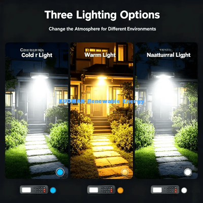 Luz Solar Externa para Pátio com Controle Remoto, Iluminação LED à Prova d'Água IP65 para Jardim e Entrada