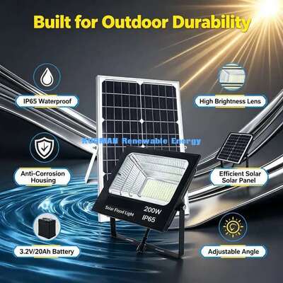 Luz solar de inundação de grau comercial para iluminação externa de pátio de villa