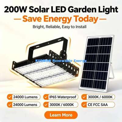 200W Energy Saving Solar LED Flood Light 120lm/W High Brightness Park Stadium Solar Flood Lamp