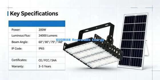 24000 Lumen 200W Solar Powered LED Flood Light IP65 Impotente Iluminação de Estádio de Fazenda