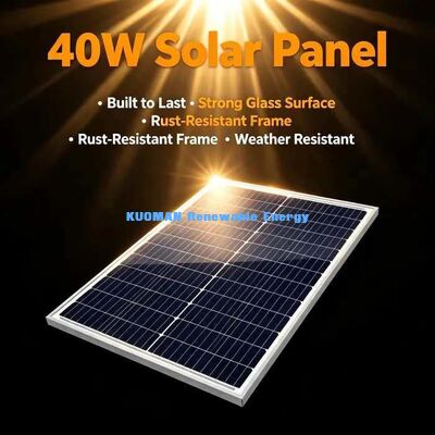 Painel Solar Fotovoltaico Monocristalino de 40 Watts Desempenho com Pouca Luz para Câmera de Segurança Externa