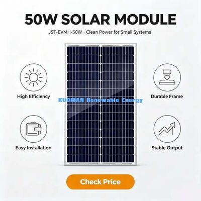 Painel solar de 50 W de carga pesada, quadro de alumínio vidro temperado para iluminação de barcos e jardins