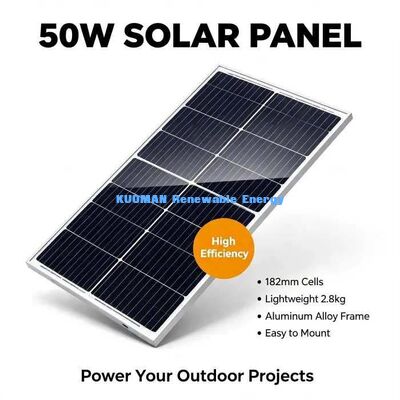 Painel Solar Monocristalino Durável de 50W Resistente a Vento e Neve com Estrutura de Liga de Alumínio
