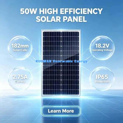 Painel solar monocristalino portátil de 50 W, cabo de comprimento personalizado, tomada solar MC4