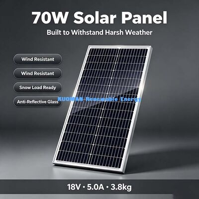 70 Watt 30 Célula 182 mm Painel Solar Monocristalino, Tolerância de Potência Positiva Casa Balcão Carregador PV