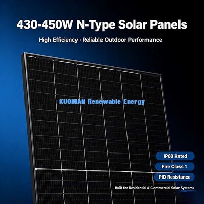 Painel Solar Durável de 430-450W, Equipamento Fotovoltaico com Caixa de Junção IP68 para Uso Residencial de Backup e Comercial