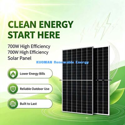 Out-Grid 700W painel solar bifacial monocristalino, fonte de alimentação de manhã e dia nublado