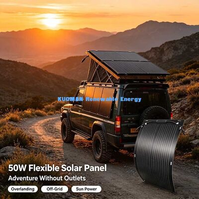 Painel Solar Flexível Dobrável de 50W, Energia Solar Portátil à Prova de Intempéries para Viagens de RV, Passeios de Barco e Aventuras ao Ar Livre