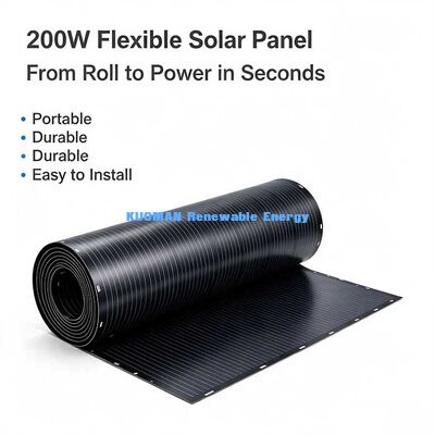 Painel Solar Flexível de 200W Dobrável para Ajuste, Energia Solar de Alta Saída Fora da Rede para Teto de RV, Casco de Barco e Paredes Curvas