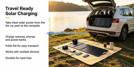 Painel solar dobrável à prova d'água de 50 W, carregador de corrente contínua USB-C para viagens de mochila