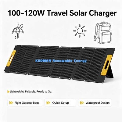 Painel solar dobrável leve de 120W, carregador solar à prova de salpicos fora da rede para viagens de van-life e praia