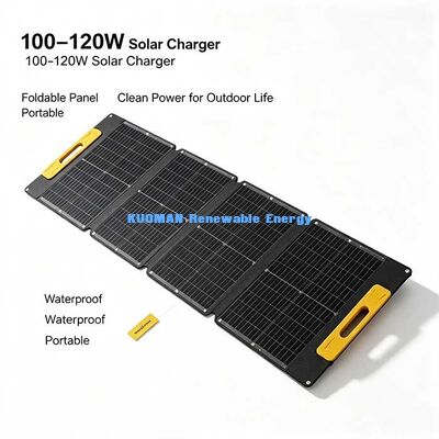 Painel solar dobrável portátil leve de 100W, carregador solar off-grid para caminhadas na praia e passeios de piquenique