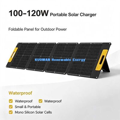 Painel solar dobrável portátil leve de 100W, carregador solar off-grid para caminhadas na praia e passeios de piquenique