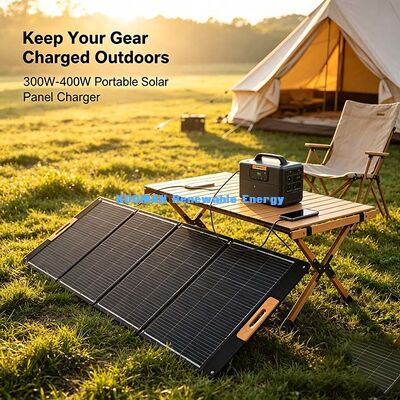 Carregador Solar Dobrável de 300W, Fonte de Energia Solar à Prova d'Água Fora da Rede para Aventuras de Acampamento