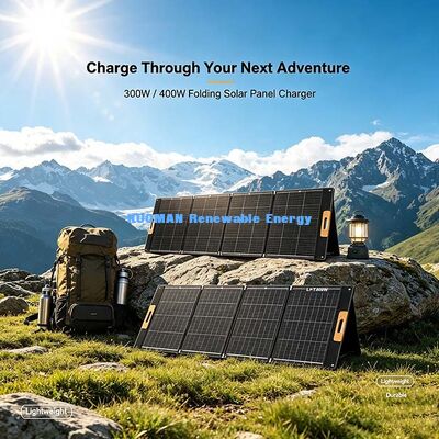 Painel Solar Dobrável e Portátil de 300W Leve, Carregador Solar Portátil para Exterior para Caminhadas e Acampamentos