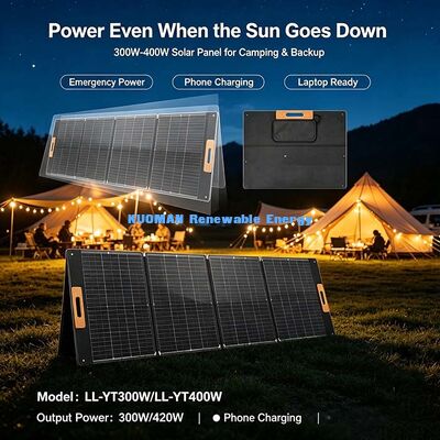 Painel Solar Dobrável e Portátil de 300W Leve, Carregador Solar Portátil para Exterior para Caminhadas e Acampamentos