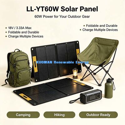 Painel solar dobrável de alta eficiência de 60W, carregador solar leve para acampamentos de RV Van Life
