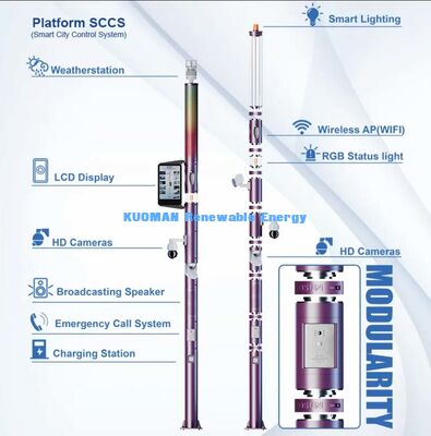 Poste Inteligente Modular com Iluminação LED, Câmera, WiFi e Chamada de Emergência