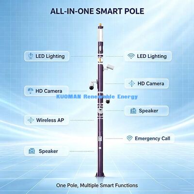 Pólo inteligente de LED exterior com câmera, WiFi, SOS e iluminação pública