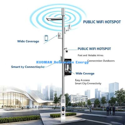 Multifuncional Smart Pole, Smart Street Light com estação meteorológica, WiFi AP & EV Charger