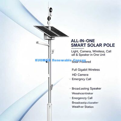 Poste Inteligente Multifuncional Movido a Energia Solar, Ponto de Acesso WiFi, Luz LED, Câmera, Alto-falante e Tela LCD