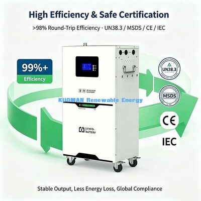 Bateria móvel de armazenamento de energia LiFePO4 de 5,12 kWh, ecrã LCD, proteção BMS