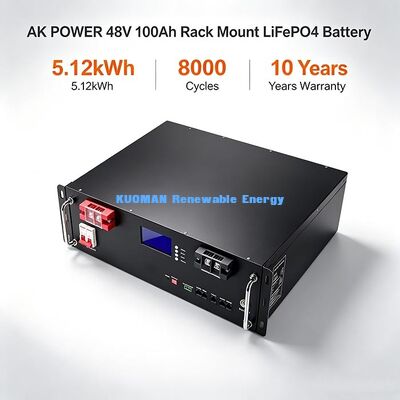 Bateria LiFePO4 de Montagem em Rack 51.2V 100Ah | Armazenamento Solar de 5.12kWh, 8000 Ciclos 10 Anos de Garantia