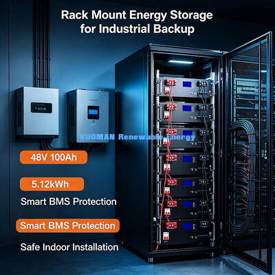Bateria LiFePO4 de Montagem em Rack Direta 48V 100Ah para Sistema de Gabinete Solar Comercial e Residencial